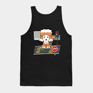 Funny poodle is on a skateboard Tank Top